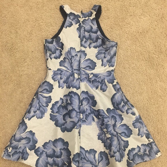 Floral, Blue, & Silver Halter Dress - Picture 3 of 5